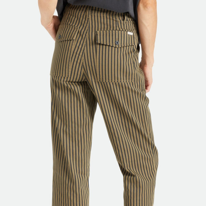 BRIXTON WOMENS VANCOUVER PANT MILITARY OLIVE STRIPE