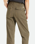 BRIXTON WOMENS VANCOUVER PANT MILITARY OLIVE STRIPE