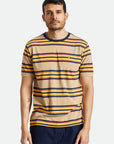 BRIXTON HILT SHIELD S/S KNIT - TAN/GOLDEN GLOW/NAVY