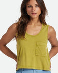 BRIXTON WOMENS CAREFREE POCKET TANK MOSS