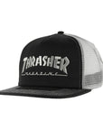 THRASHER LOGO EMBROIDERED MESH CAP BLACK/GREY