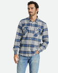 BRIXTON BOWERY FLANNEL PACIFIC BLUE/WHITECAP/BLACK - The Drive Skateshop