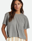 BRIXTON WOMENS CAREFREE OVERSIZED BF POCKET TEE WASHED BLACK