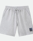 BRIXTON BETA SPLIT FLEECE SWEAT SHORTS HEATHER GREY