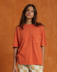 BRIXTON WOMENS CAREFREE OVERSIZED BF POCKET TEE BURNT RED