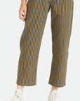 BRIXTON WOMENS VANCOUVER PANT MILITARY OLIVE STRIPE