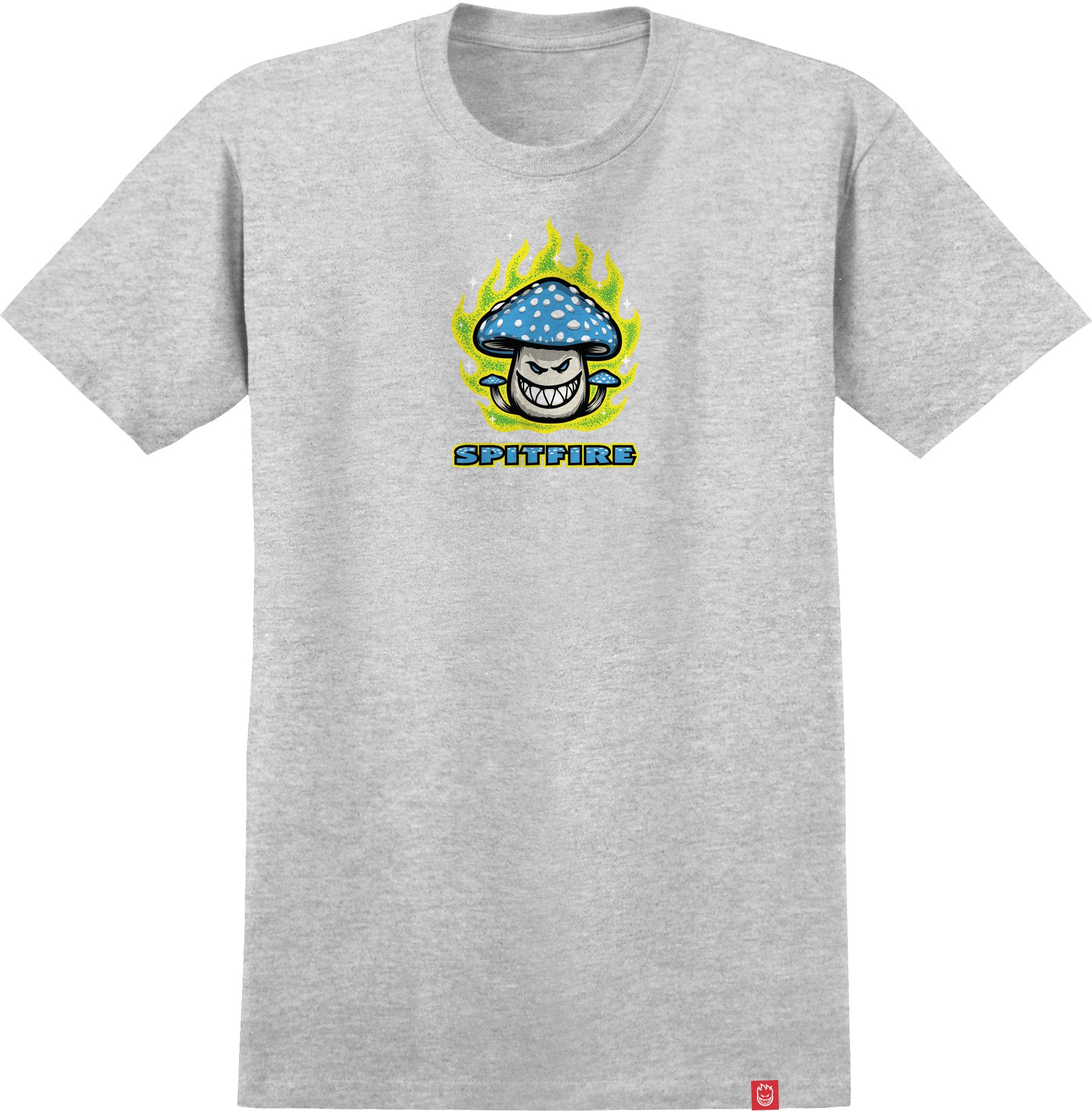 SPITFIRE MUSHROOM BIGHEAD TEE HEATHER GREY - The Drive Skateboard Shop