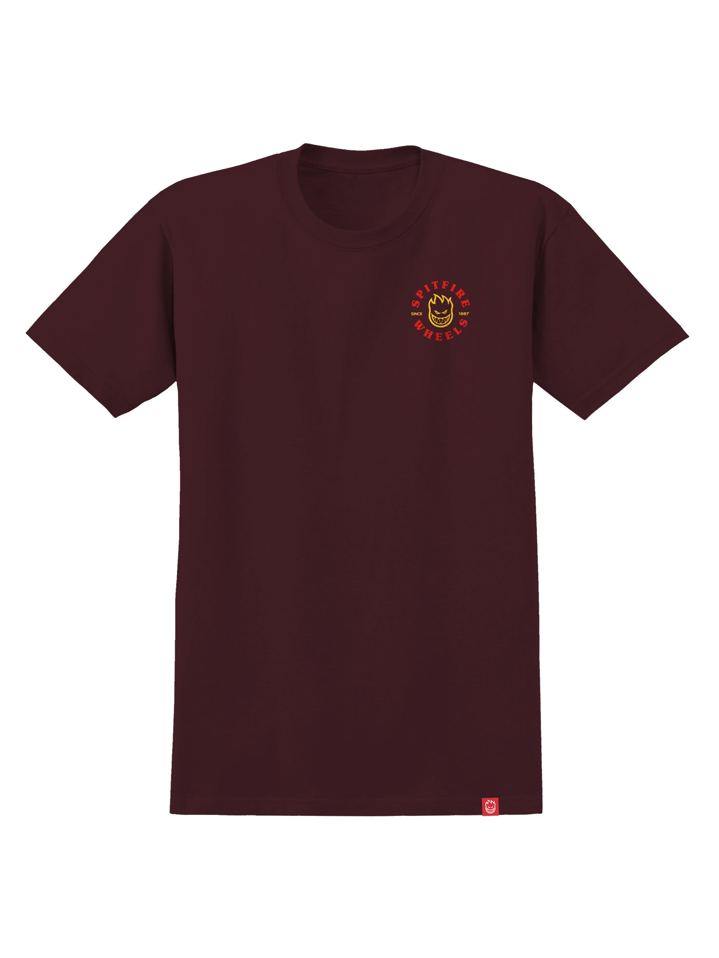 SPITFIRE BIGHEAD CLASSIC T-SHIRT MAROON/RED/YELLOW - The Drive Skateshop