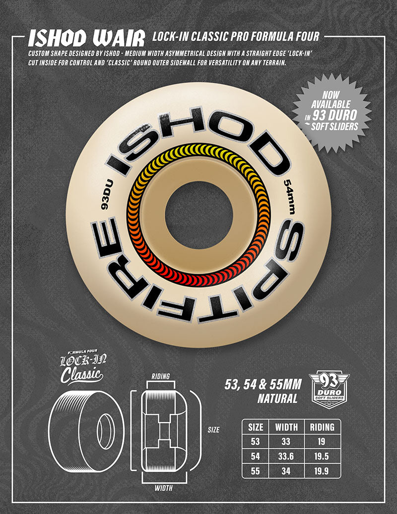 SPITFIRE WHEELS FORMULA FOUR LOCK-IN CLASSIC ISHOD 93A (53MM/54MM/55MM)