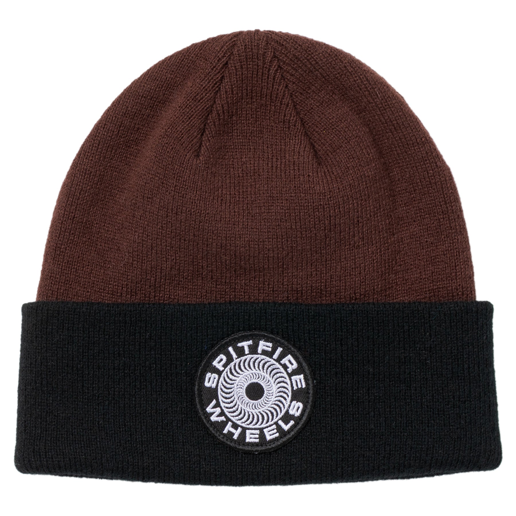 SPITFIRE CLASSIC 87' SWIRL PATCH CUFF BEANIE BLACK/DARK RED - The Drive Skateboard Shop