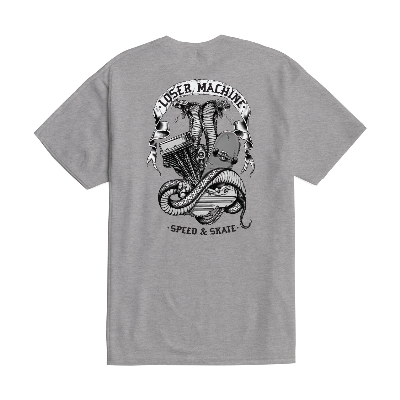 LOSER MACHINE SPEED AND SKATE 2 TEE HEATHER GREY