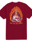 LOSER MACHINE ON FIRE TEE BURGANDY