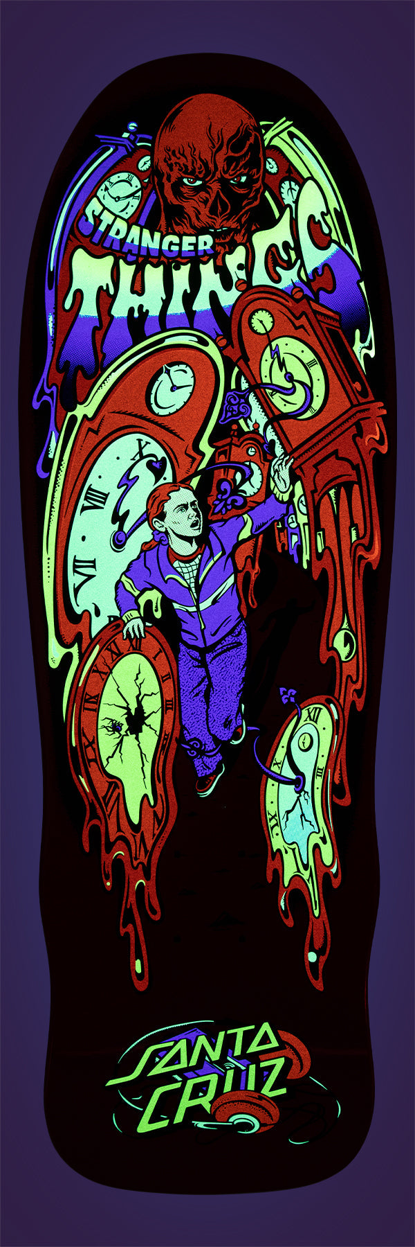 SANTA CRUZ X STRANGER THINGS DECK GRABKE MAX MELTING CLOCK (9.7&quot;)