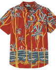 BRIXTON CHARTER S/S WOVEN PRINT DARK RED SCENIC PRINT
