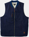 BRIXTON BUILDERS ABRAHAM REVERSIBLE VEST RINSE DENIM/SHERPA