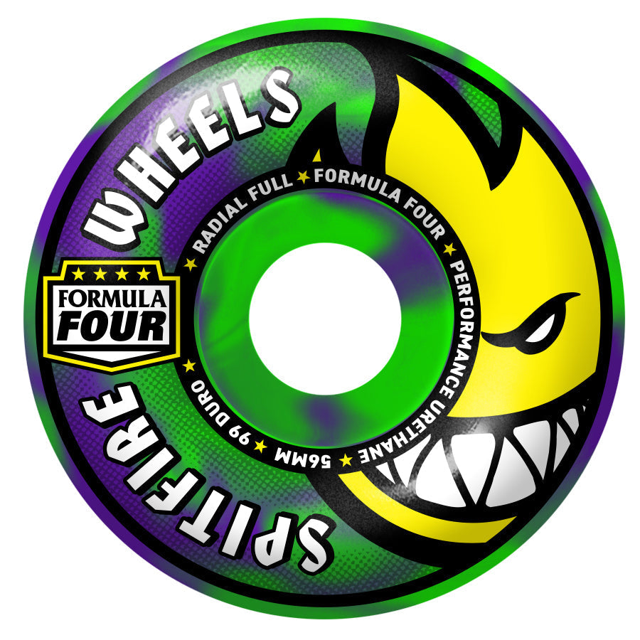 SPITFIRE WHEELS FORMULA FOUR RADIAL FULL NEON GREEN/PURPLE 99A (56MM)