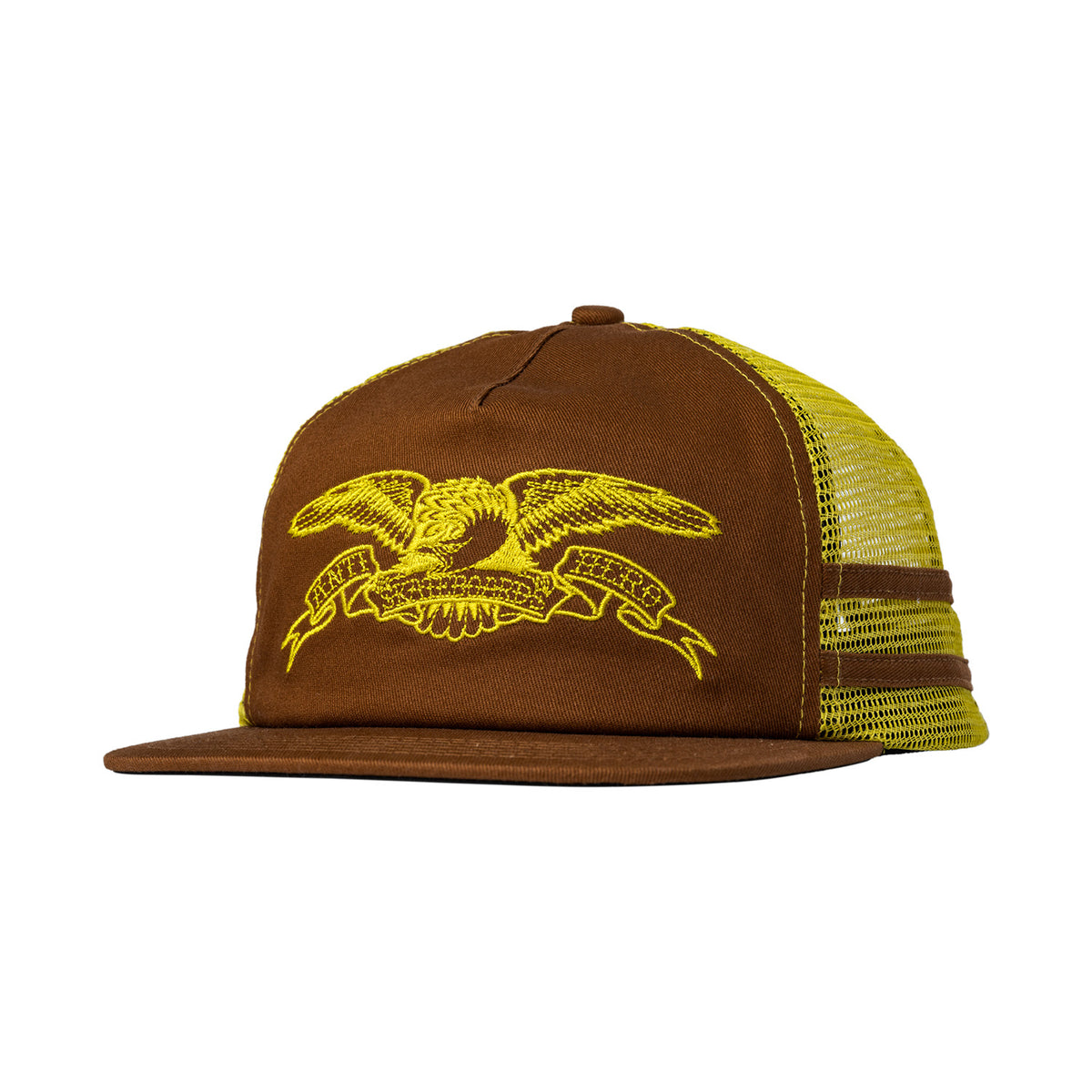 ANTIHERO BASIC EAGLE SNAPBACK BROWN/MUSTARD - The Drive Skateboard Shop