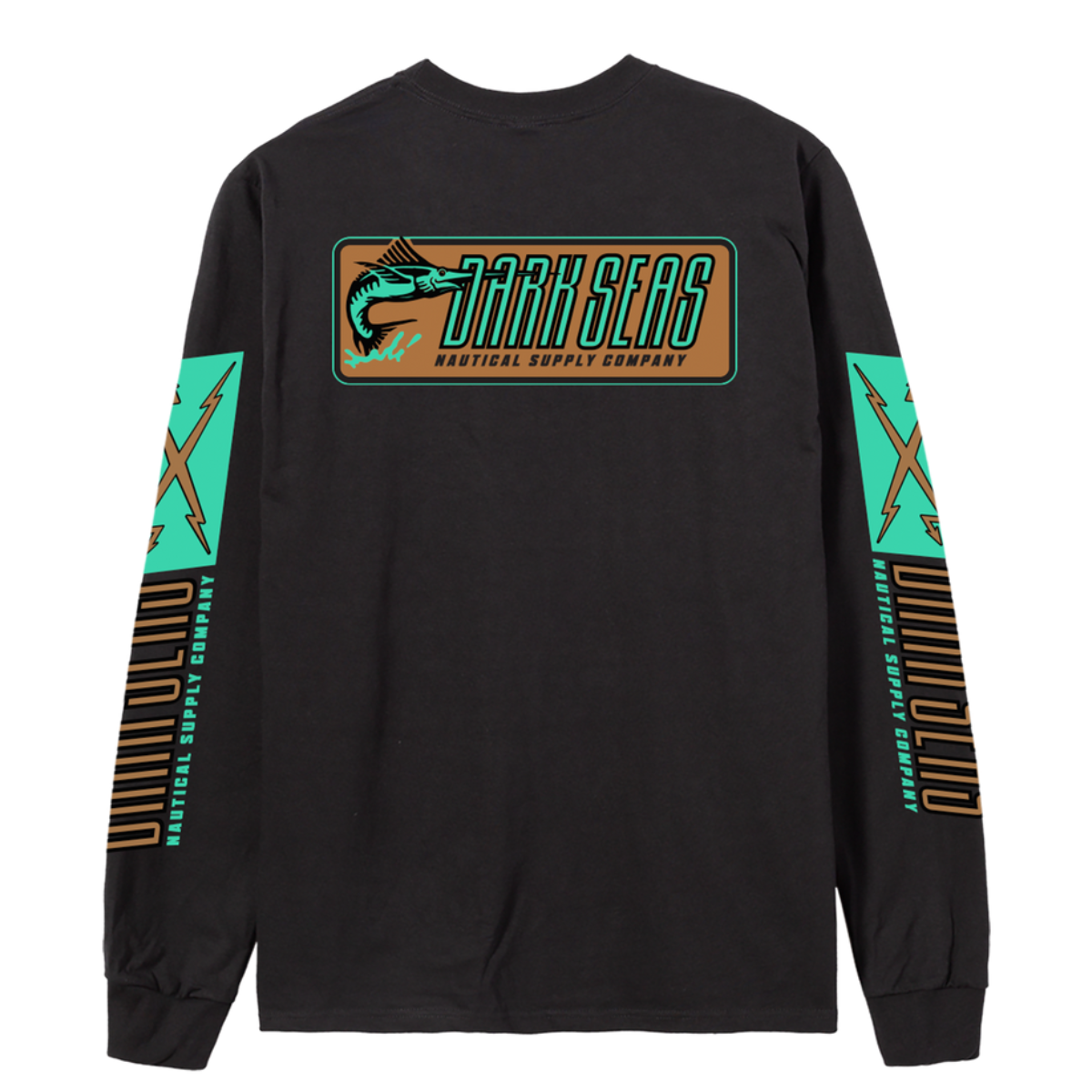 DARK SEAS STRAIGHT LINE LONGSLEEVE T-SHIRT BLACK
