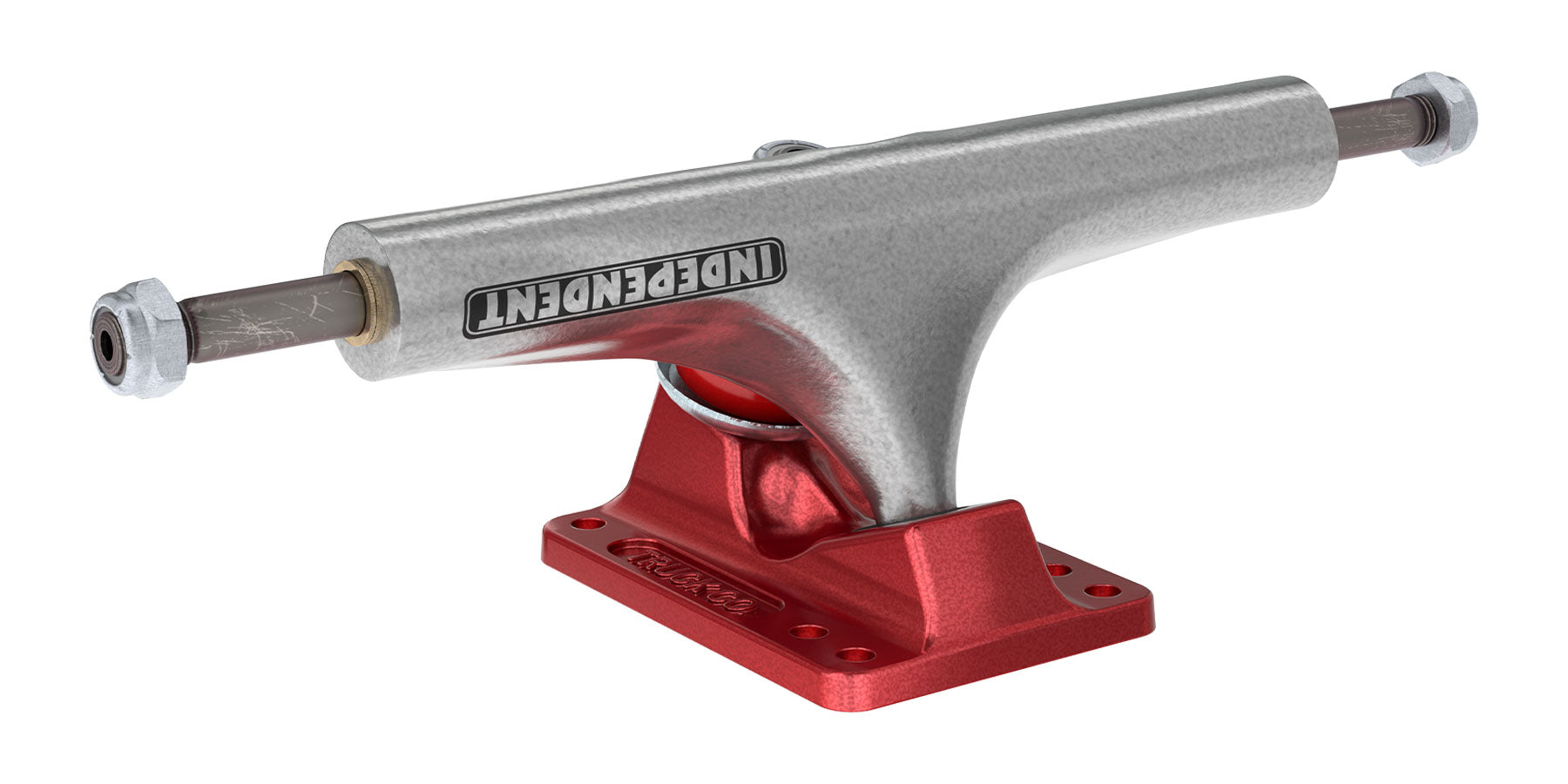 INDEPENDENT STAGE 4 HOLLOW BAR LOGO TRUCKS SILVER/RED ANODIZED