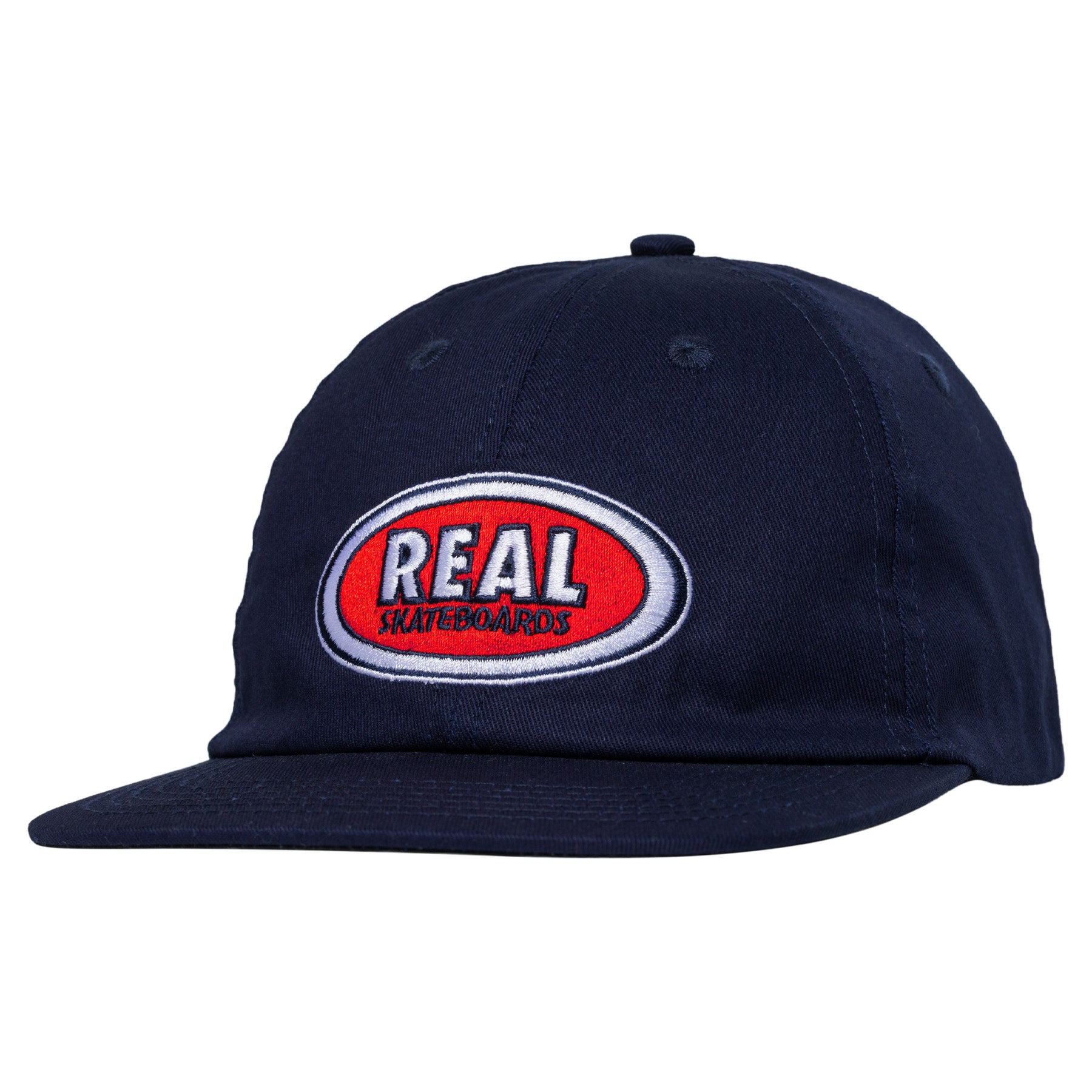 REAL OVAL EMB STRAPBACK NAVY/RED/WHITE - The Drive Skateboard Shop