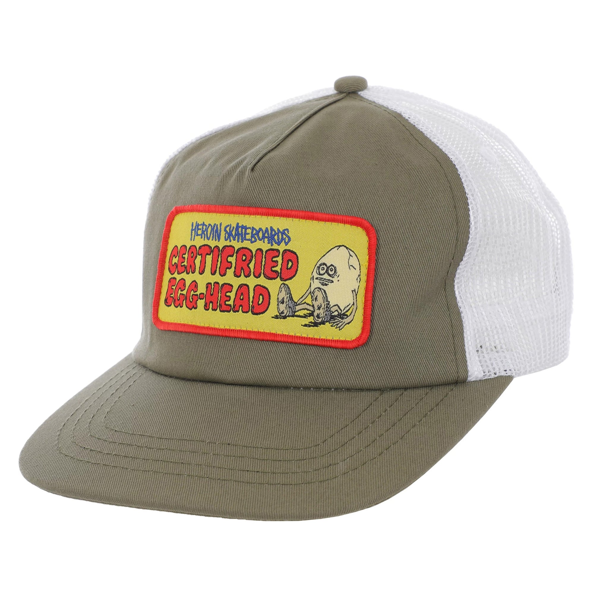 HEROIN CERTIFRIED TRUCKER HAT OLIVE - The Drive Skateboard Shop