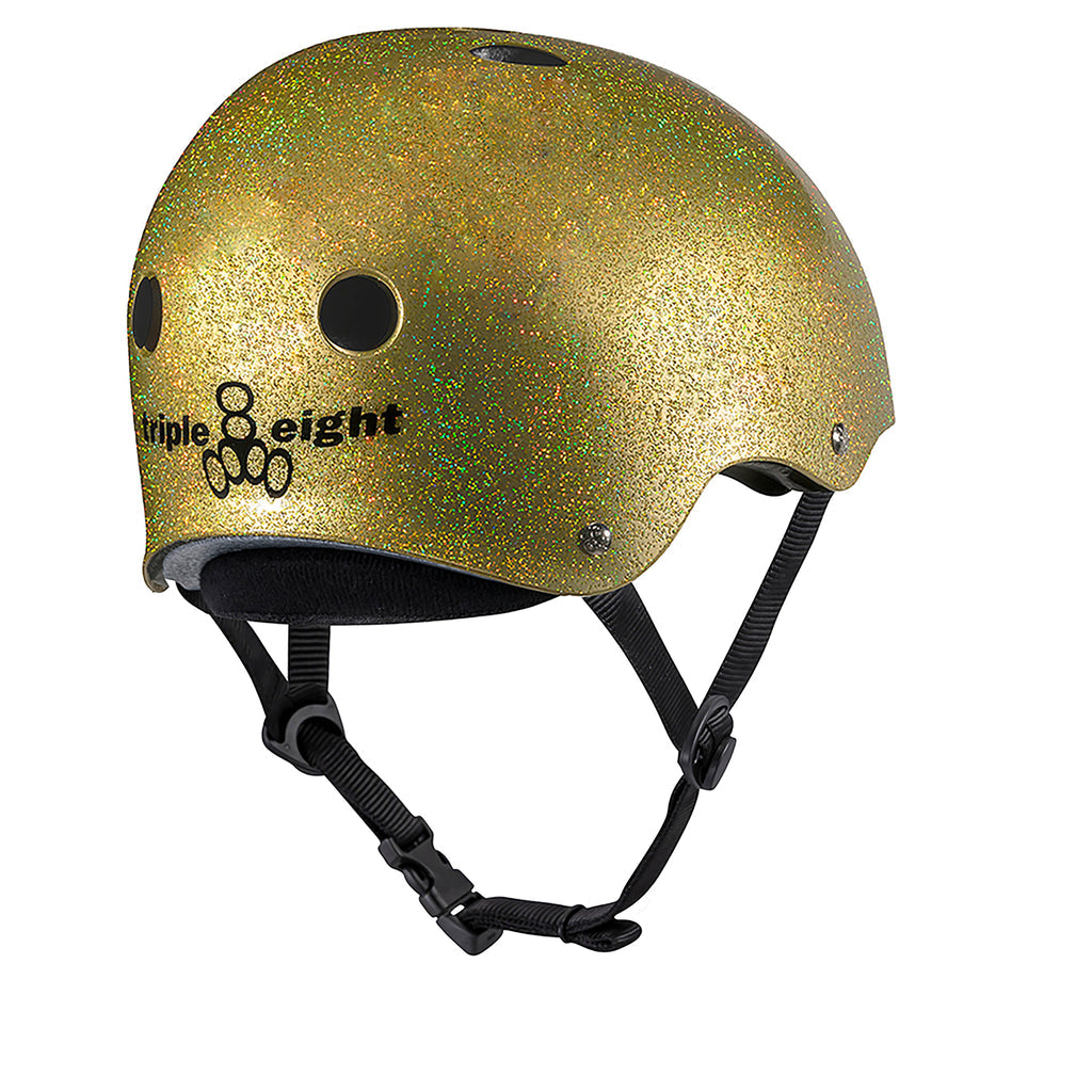 TRIPLE 8 DEEP COVER HELMET GOLD GLITTER - The Drive Skateboard Shop