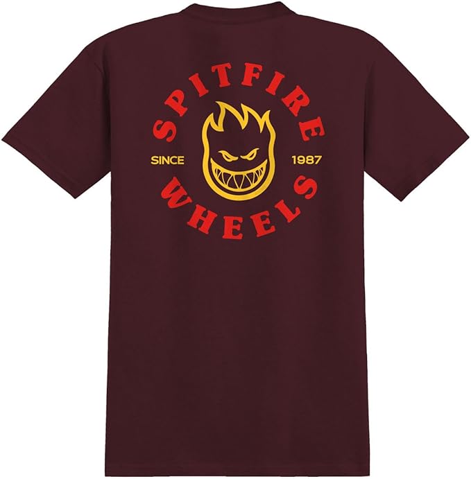 SPITFIRE BIGHEAD CLASSIC T-SHIRT MAROON/RED/YELLOW - The Drive Skateshop