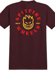 SPITFIRE BIGHEAD CLASSIC T-SHIRT MAROON/RED/YELLOW - The Drive Skateshop