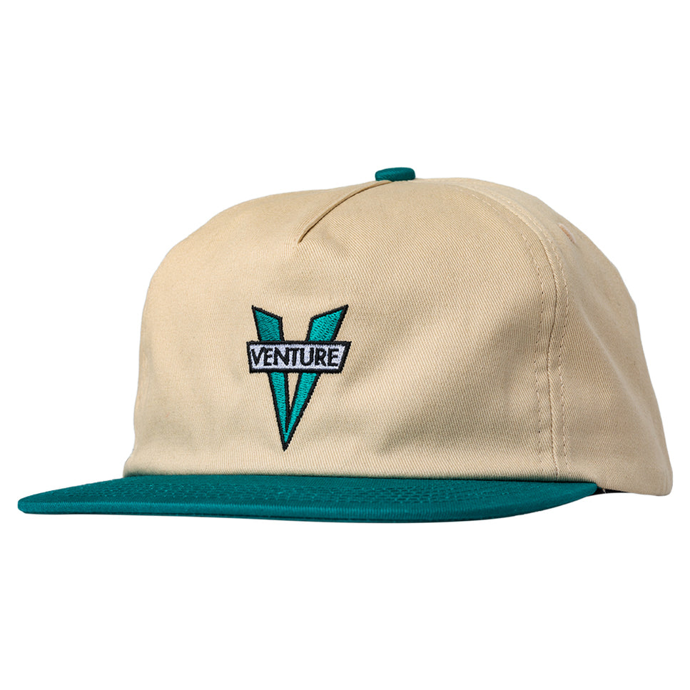 VENTURE HERITAGE SNAPBACK TAN/JADE - The Drive Skateboard Shop