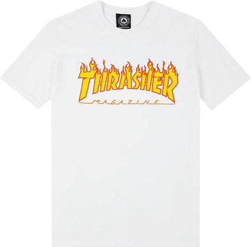 THRASHER YOUTH FLAME LOGO TEE WHITE - The Drive Skateshop