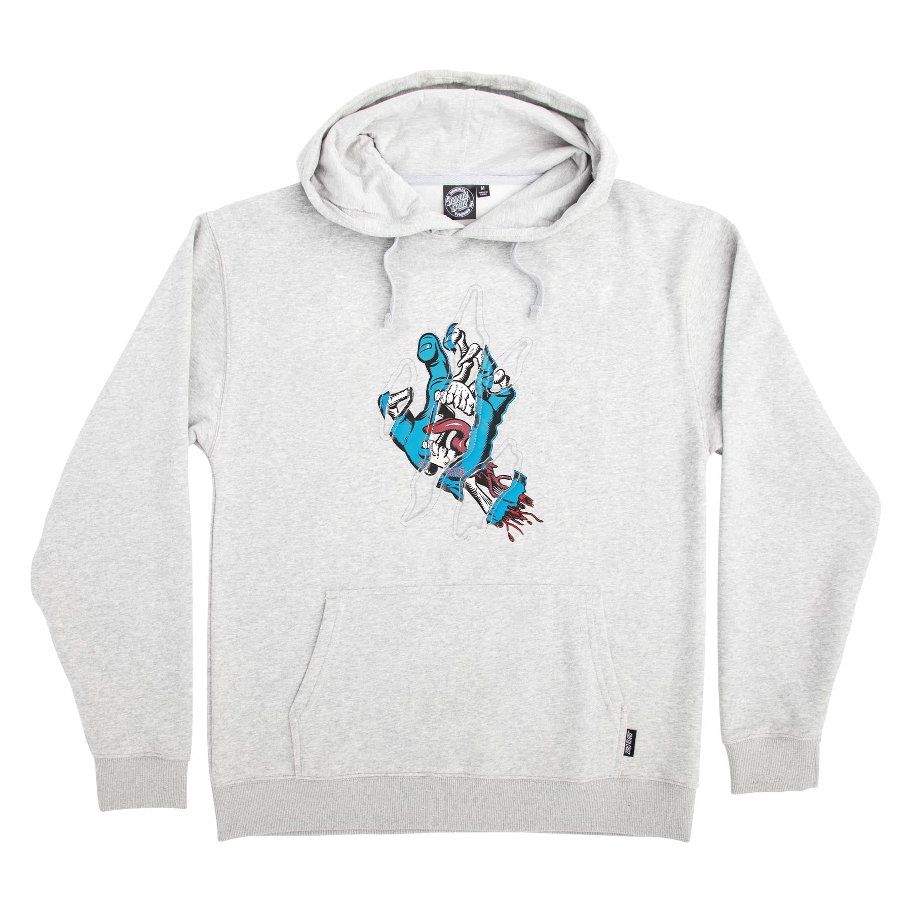 SANTA CRUZ HOOD TORN HAND GREY HEATHER 