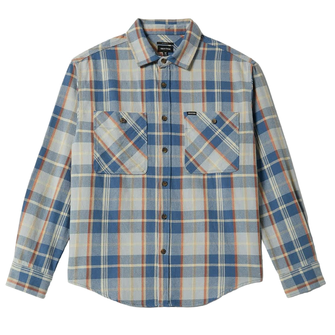 BRIXTON VINTAGE WASH FLANNEL BLUE/SOFT BLUE/ORANGE