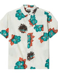 BRIXTON CRU S/S WOVEN PRINT OFF WHITE/AQUATIC GREEN FLORAL 