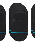 STANCE SOCKS - ICON NO SHOW 3-PACK BLACK