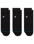 STANCE SOCKS - ICON QUARTER 3 PACK BLACK - The Drive Skateboard Shop