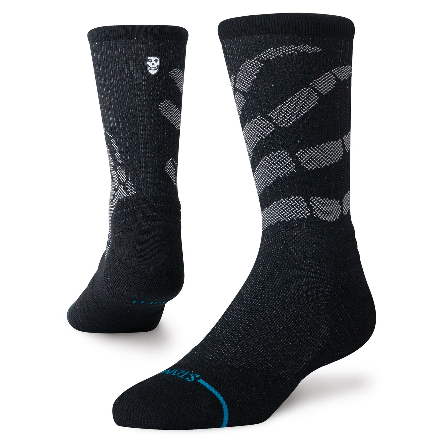 STANCE SOCKS X MISFITS HANDS PERFORMANCE CREW BLACK