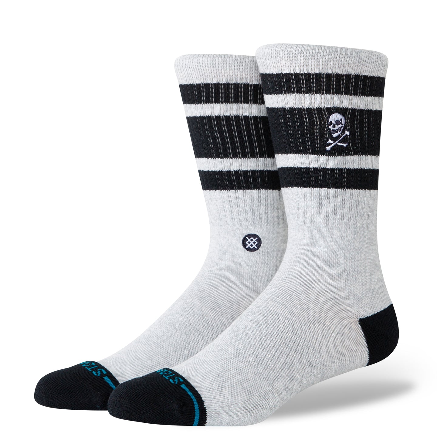 STANCE SOCKS BOYD SKULL CREW HEATHER GREY - The Drive Skateboard Shop