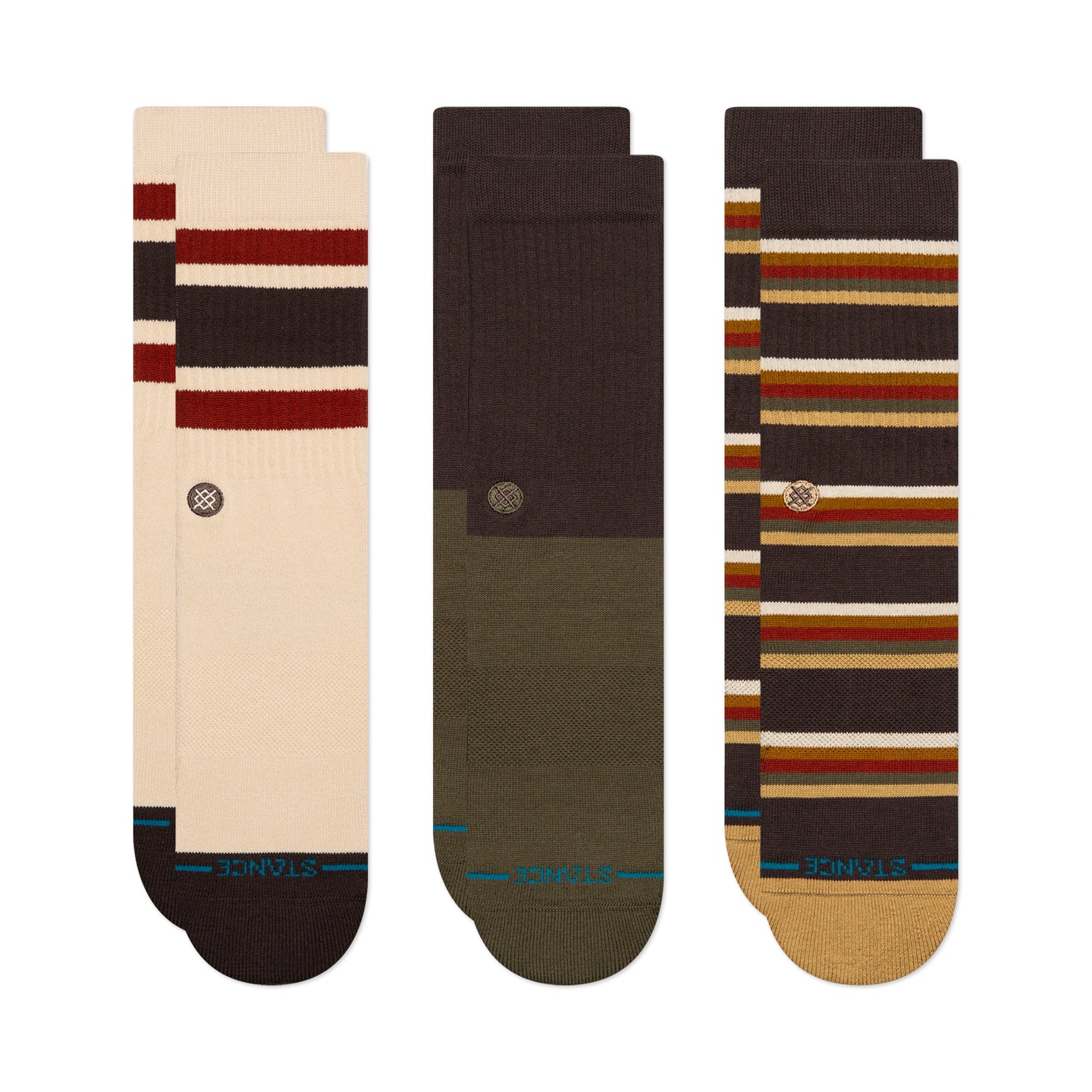 STANCE SOCKS MILL HOUSE 3 PACK DARK BROWN