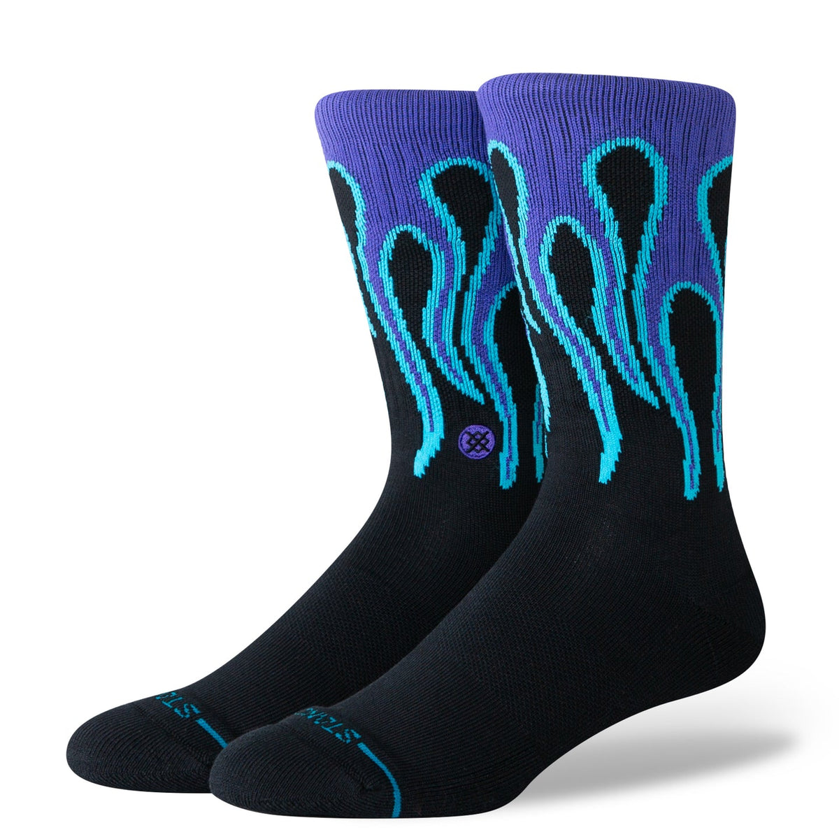 STANCE Amethyst Crew black socks with purple amethyst pattern