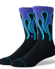 STANCE Amethyst Crew black socks with purple amethyst pattern