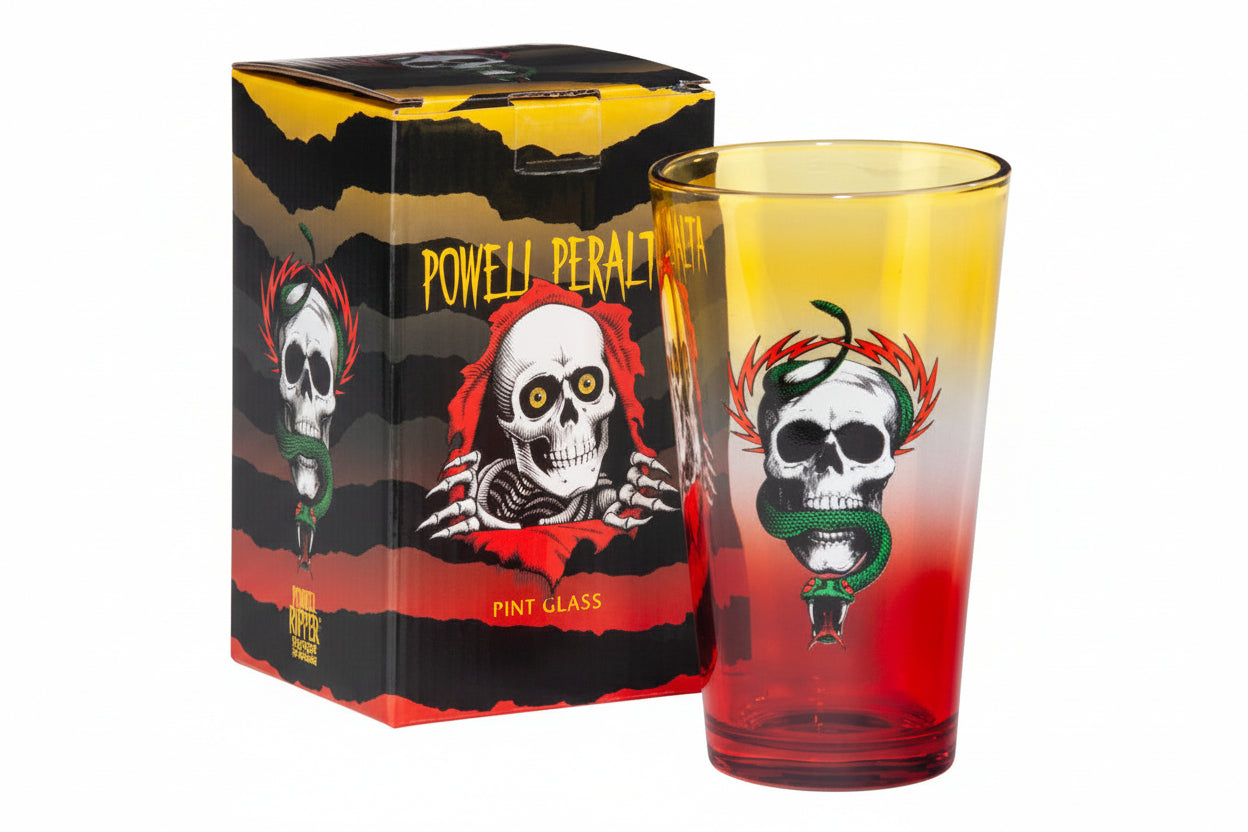 POWELL-PERALTA PINT GLASS MCGILL SKULL &amp; SNAKE RASTA