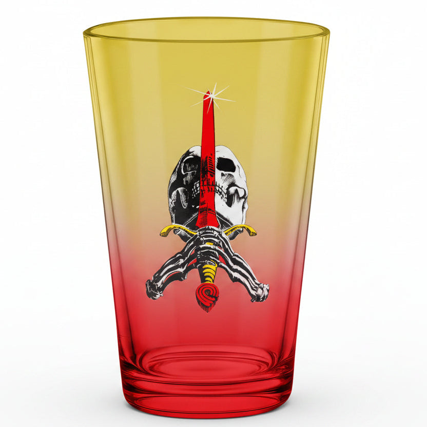 POWELL-PERALTA PINT GLASS SKULL &amp; SWORD RASTA