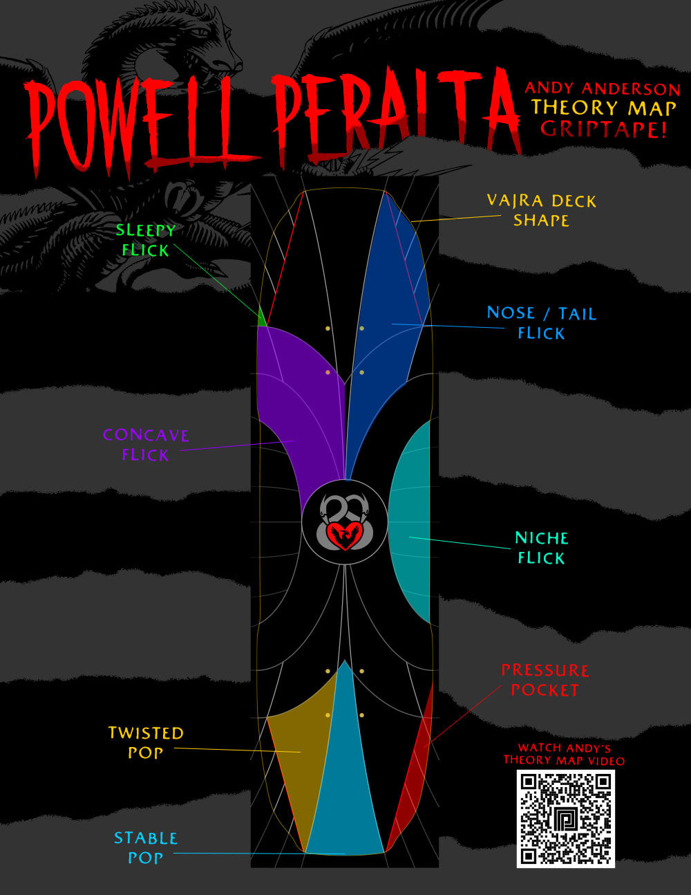 POWELL-PERALTA ANDY ANDERSON THEORY MAP GRIP SHEET - The Drive Skateshop