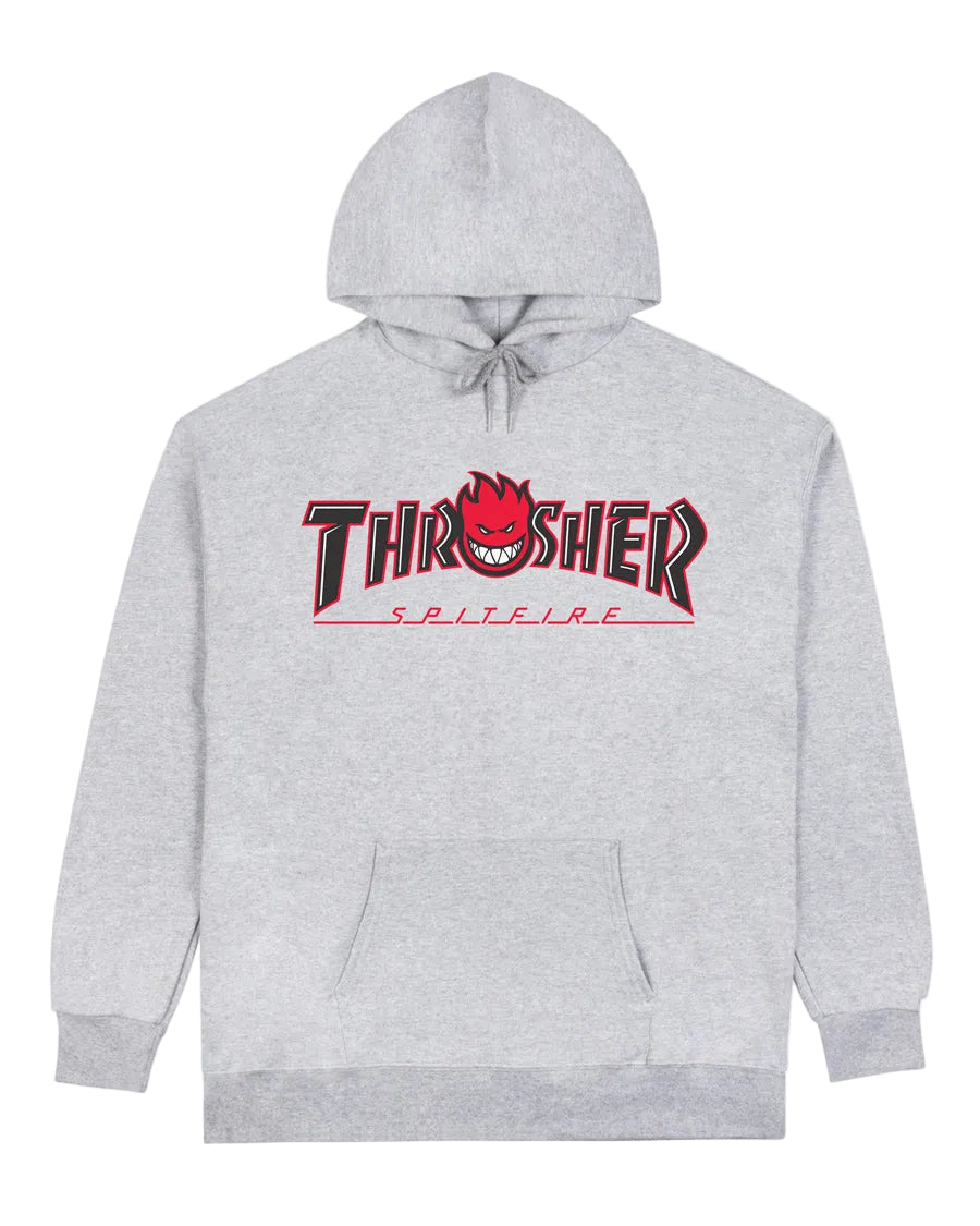 THRASHER X SPITFIRE BIG HEAD OUTLINE HOODIE ASH