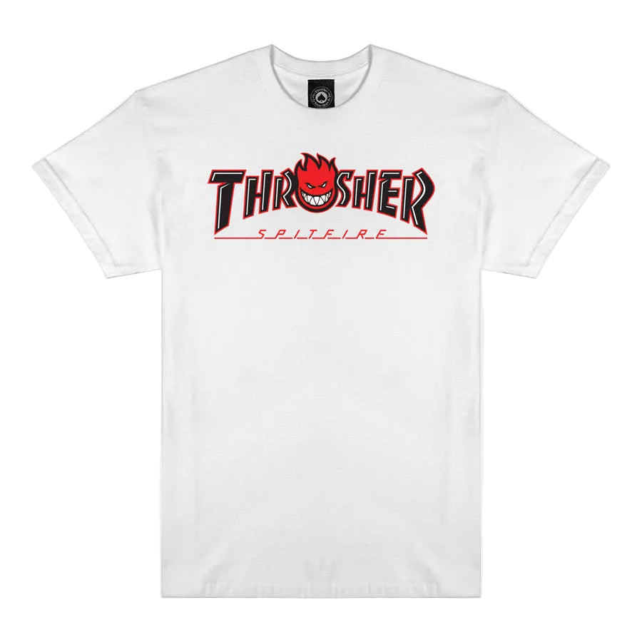 THRASHER X SPITFIRE BIG HEAD OUTLINE T-SHIRT WHITE
