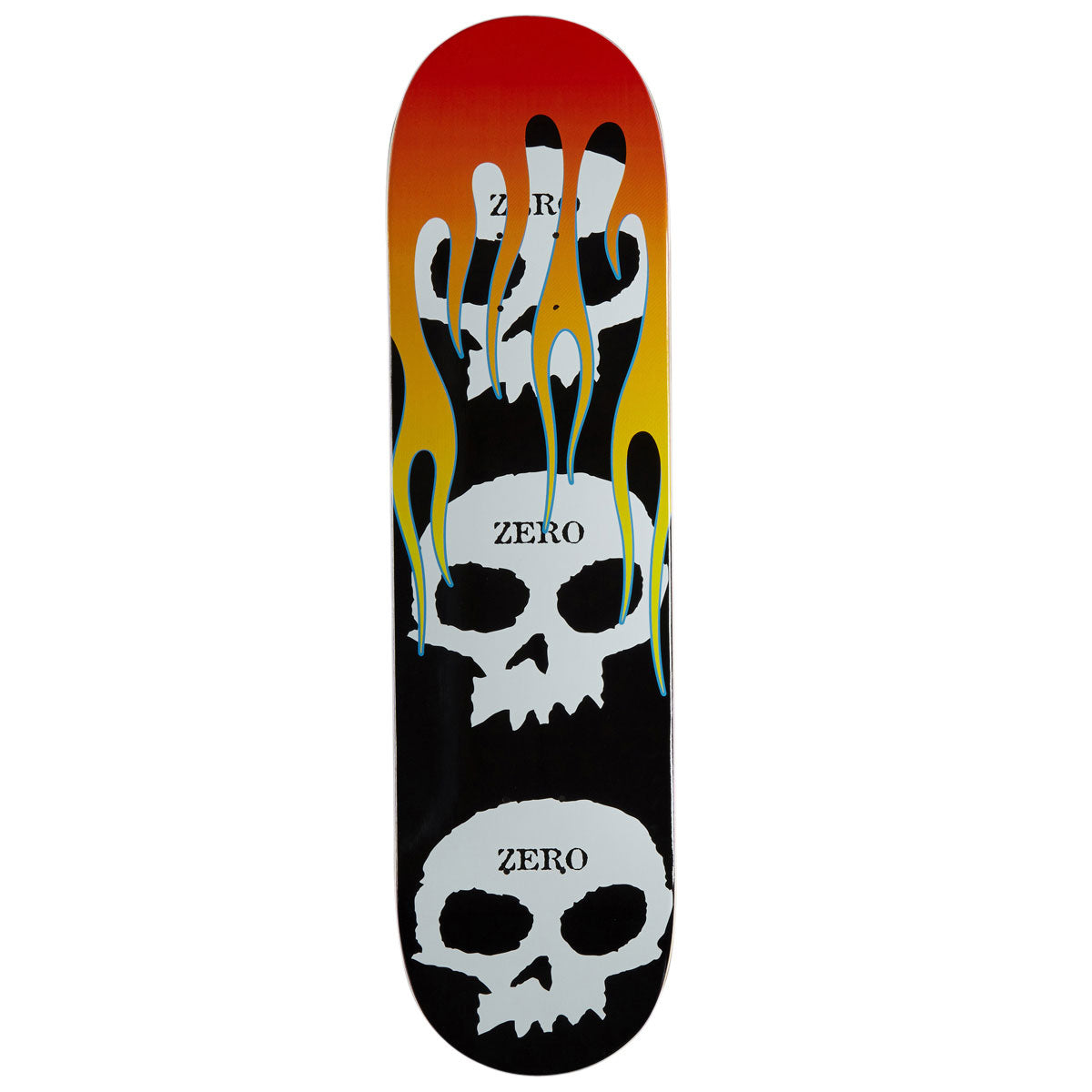 ZERO DECK 3 SKULL  WITH FLAMES (8.25")