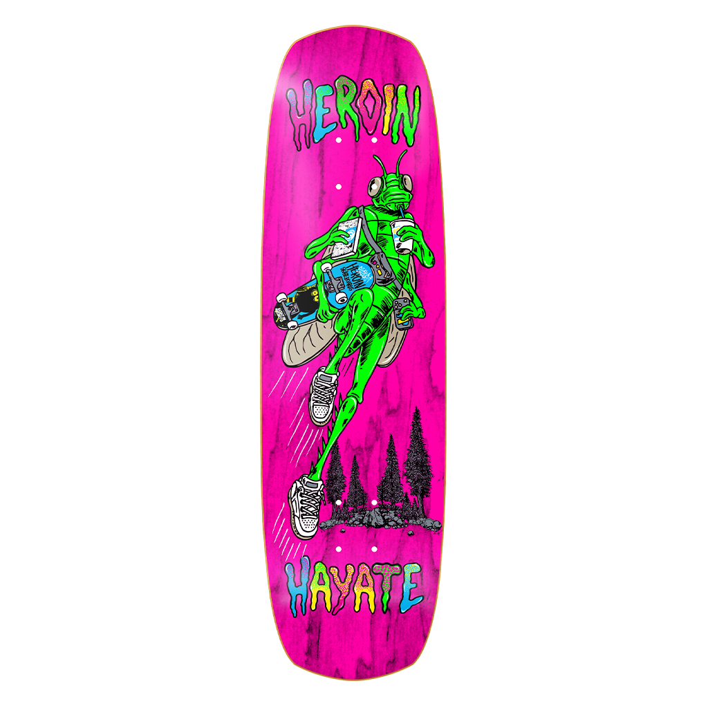 HEROIN Hayate skateboard deck, 8.88-inch wide, featuring a Bakerboysdist graphic design on a sturdy deck for skateboarding.
