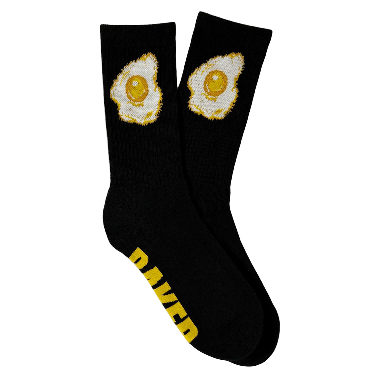 Baker brand "Any Questions" socks featuring bold text and graphic design, casual style, made for comfortable everyday wear.
