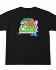 Black skate-themed T-shirt from THE DRIVE SKATE SHOP featuring a cartoon design, casual fit, and soft fabric.