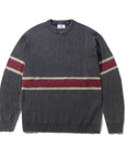 BUTTER Break Knit Sweater in washed navy blue, front view with textured knit design